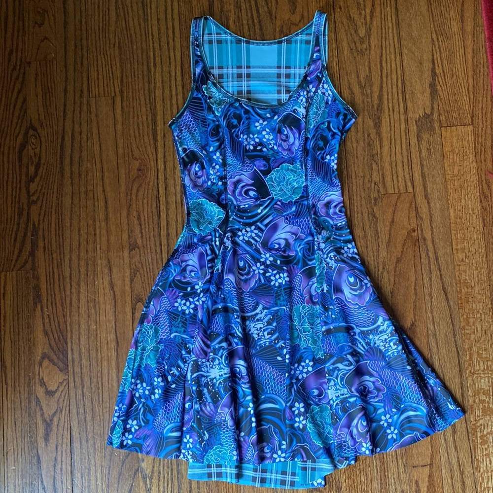 TARTAN AQUA VS KOI PURPLE INSIDE OUT DRESS - LIMITED